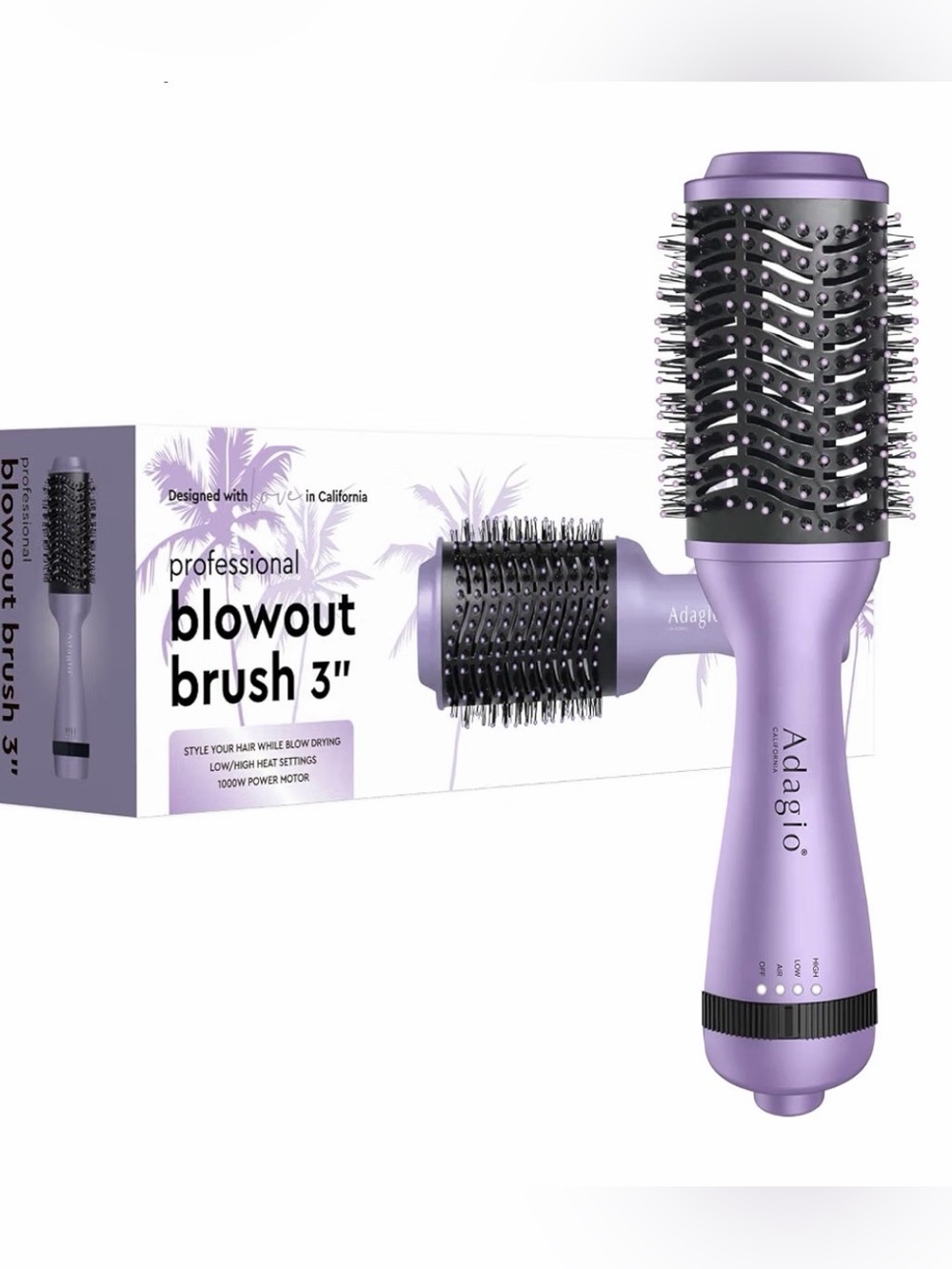 Adagio California Blowout Brush: 2-in-1 Hot Air Brush Styler and Dryer